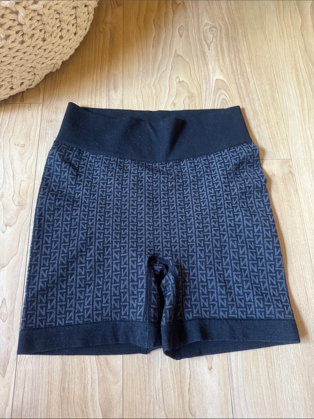 Nagnata Black Patterned Knit Bike Shorts